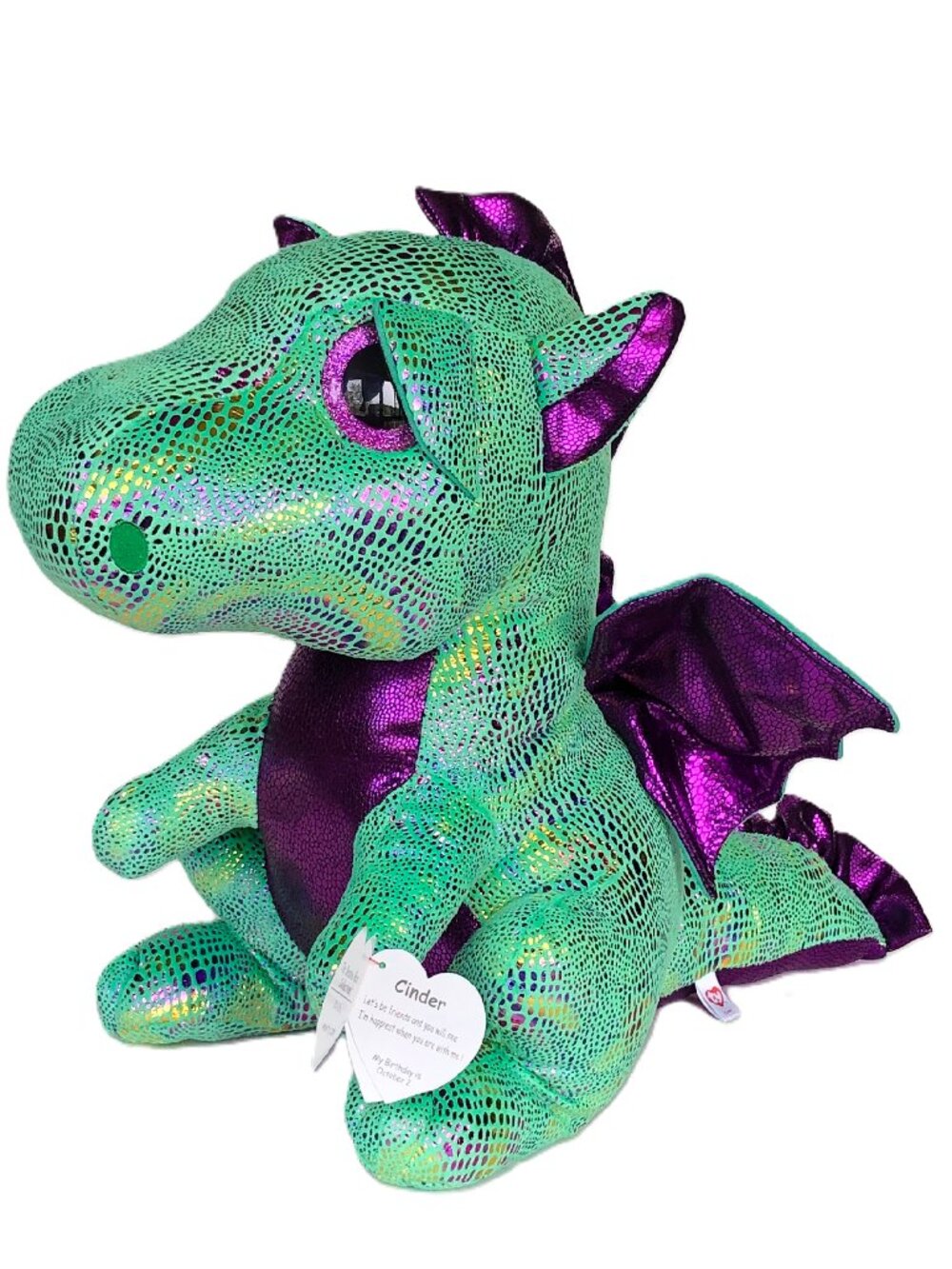 Ty Large 16" Beanie Boos Cinder the Green Dragon New w/ Tag